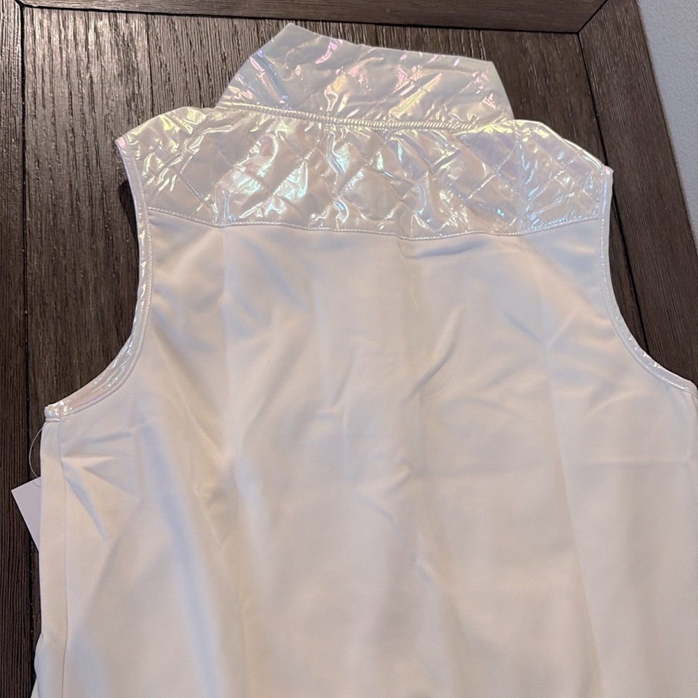 NWT [Tek Gear] Sleeveless Full-Zip White Wildflower Quilted Vest Girls XXL 18/20 - Picture 9 of 12